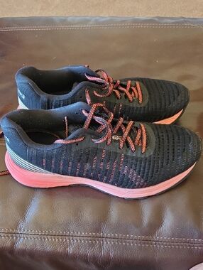 Asics Black and Orange Women's Athletic Running Shoes